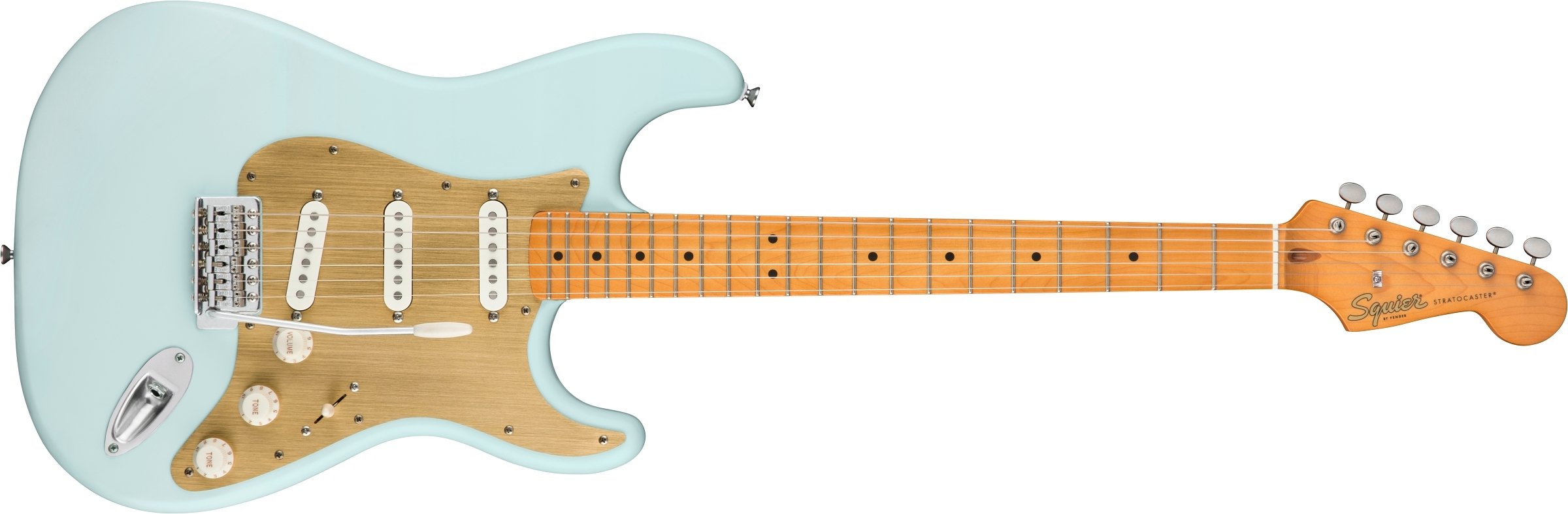 40th Anniversary Stratocaster, Vintage Edition, Maple Fingerboard, Gold Anodized Pickguard, Satin Sonic Blue