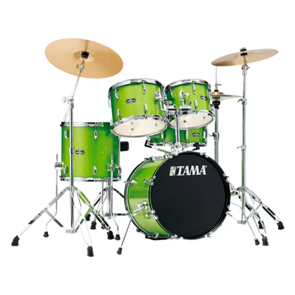 BATERIA TAMA ''STAGESTAR'' DE 5 PZAS. VERDE BRILLANTE CON ATRILES, ASIENTO Y PLATILLOS